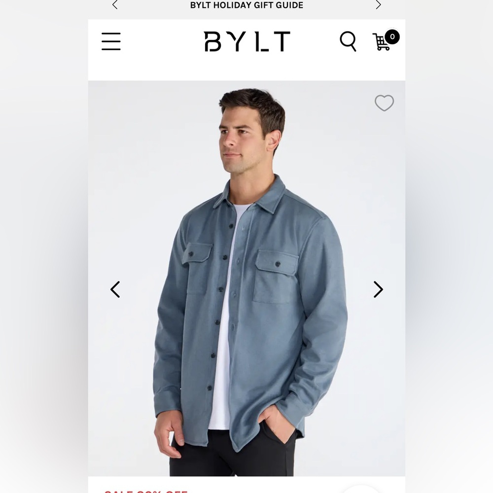 Men’s BYLT Coastal Overshirt Slate Blue - Picture 2 of 5